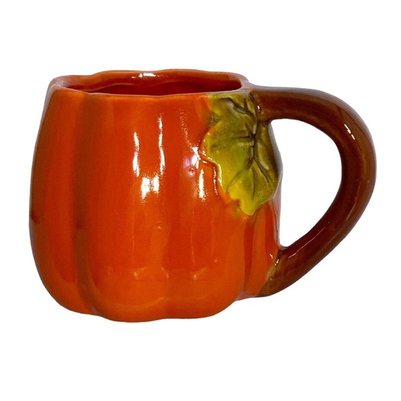 Harvest Pumpkin Mug Artisan Hand Painted Glazed Ceramic Functional Art - Picture 2 of 15